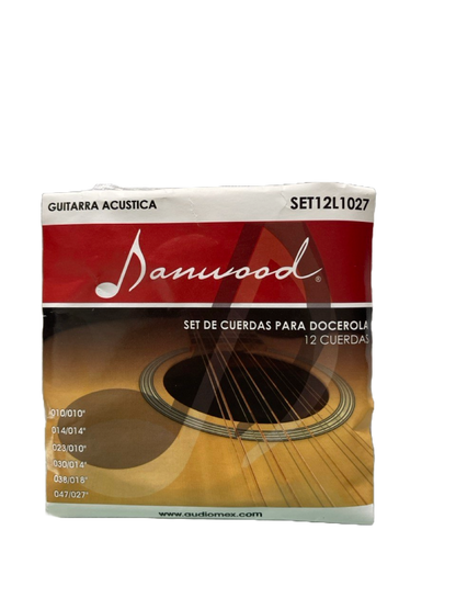 JUEGO DE 12 CUERDAS PARA GUITARRA ACUSTICA DOCEROLA DANWOOD SET12L1027