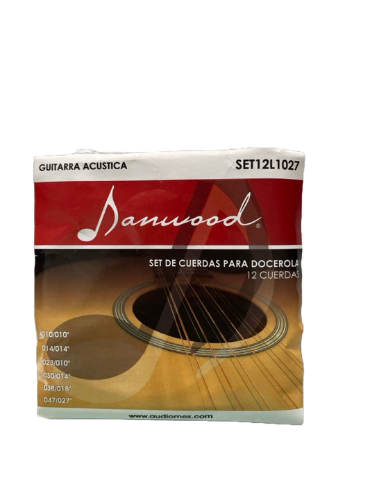 JUEGO DE 12 CUERDAS PARA GUITARRA ACUSTICA DOCEROLA DANWOOD SET12L1027