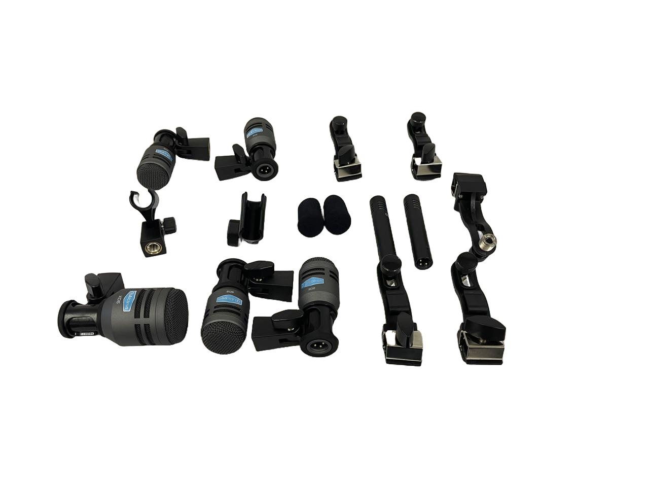 SET DE 7 MICROFONOS PARA BATERIA CON ESTUCHE Y ACCESORIOS ALCTRON T8700II