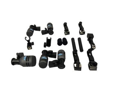 SET DE 7 MICROFONOS PARA BATERIA CON ESTUCHE Y ACCESORIOS ALCTRON T8700II