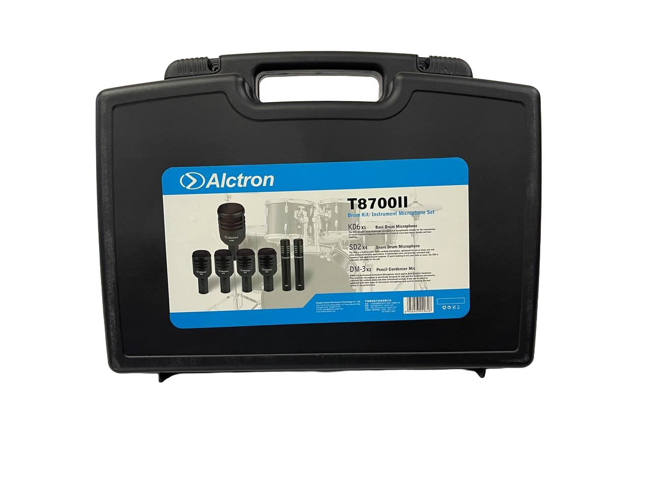 SET DE 7 MICROFONOS PARA BATERIA CON ESTUCHE Y ACCESORIOS ALCTRON T8700II
