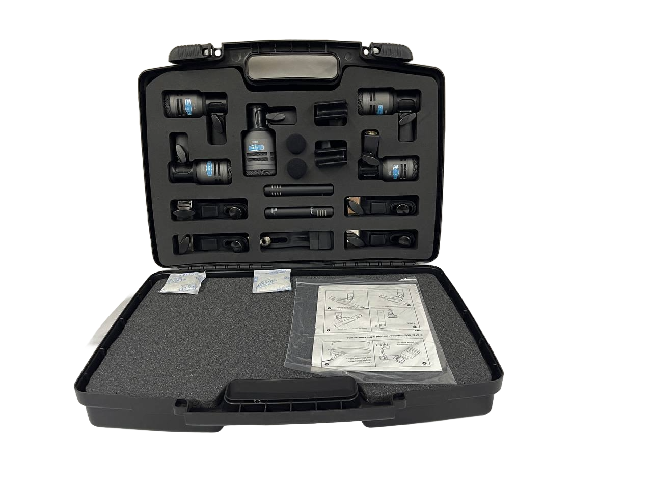 SET DE 7 MICROFONOS PARA BATERIA CON ESTUCHE Y ACCESORIOS ALCTRON T8700II