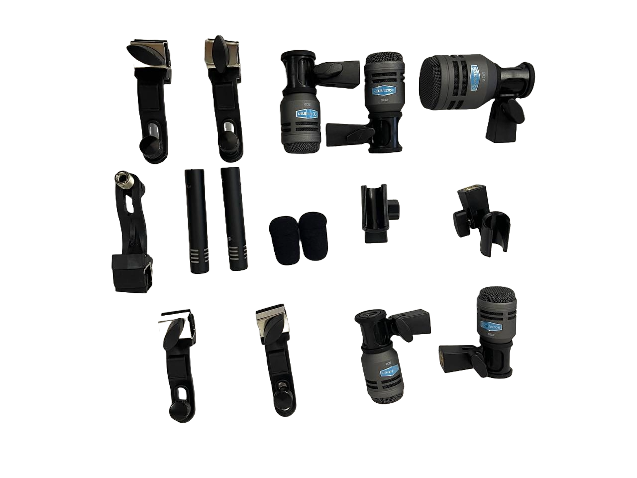 SET DE 7 MICROFONOS PARA BATERIA CON ESTUCHE Y ACCESORIOS ALCTRON T8700II