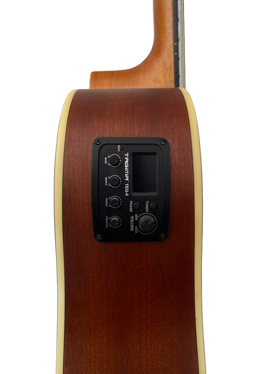 GUITARRA ELECTROACUSTICA COLOR CAFE Y BRILLOSO POR FRENTE TAGIMA TW30AEQ
