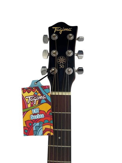 GUITARRA ELECTROACUSTICA COLOR CAFE Y BRILLOSO POR FRENTE TAGIMA TW30AEQ