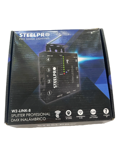 SPLITTER PROFESIONAL DMX INALAMBRICO STEELPRO W2-LINK-8